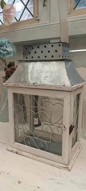 Windlicht / Vitrine voor kaarsen wit / zink 20 x 30 x 45 cm beschikbaar voor biedingen