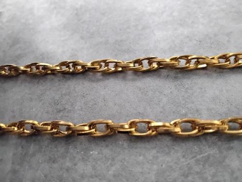 Prachtige  Goudvergulde ketting 90cm  in leren cassette, Sieraden, Tassen en Uiterlijk, Kettingen, Zo goed als nieuw, Zilver, Zilver