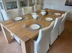 6 hoge wit lederen eetkamerstoelen op verchroomde wielen, Ophalen, Gebruikt, Wit, Leer