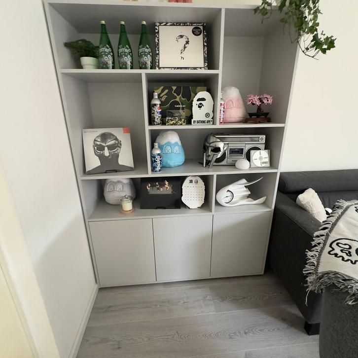 Buffetkast Madrid Grijs melamine, Huis en Inrichting, Kasten | Roldeurkasten en Archiefkasten, Zo goed als nieuw, 150 tot 200 cm