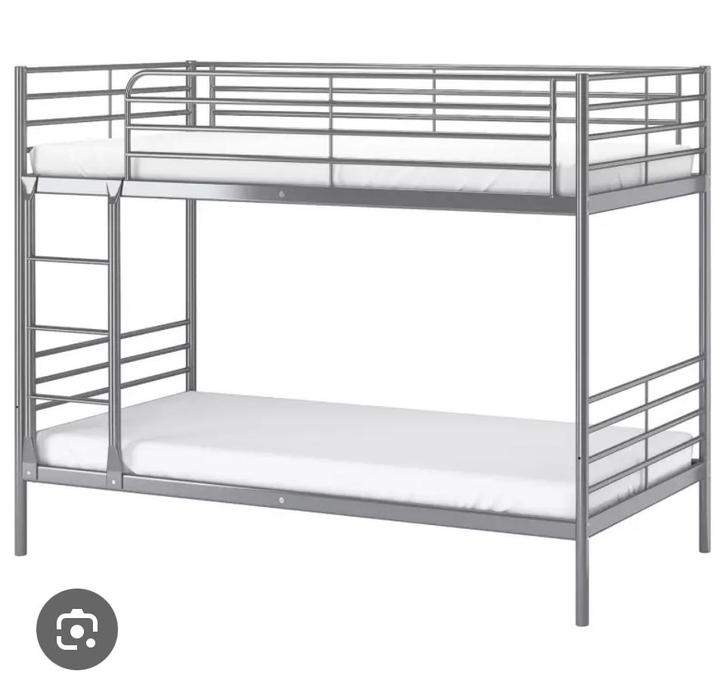 IKEA Svarta Stapelbed - Metalen Stapelbed, Huis en Inrichting, Slaapkamer | Bedden, Gebruikt, Tweepersoons, 90 cm, 200 cm, Metaal