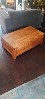 Robuuste Eiken Salontafel met Lades, Huis en Inrichting, Tafels | Salontafels, Ophalen, Gebruikt, 100 tot 150 cm, Eikenhout