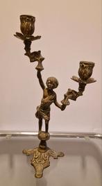 messing/bronzen kandelaar met engel, Antiek en Kunst, Ophalen, Koper of Brons