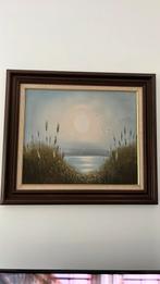 Schilderij water met riet  gesigneerd Dunlop, Antiek en Kunst, Kunst | Schilderijen | Klassiek, Ophalen of Verzenden