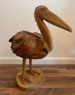 Handgemaakte  houten staande pelikaan +/- 60cm hoog, Antiek en Kunst, Ophalen of Verzenden