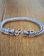 Prachtige zilveren SNAKE / SLANGENARMBAND met 2 DRAKENKOPPEN, Ophalen, Zo goed als nieuw, Zilver, Zilver