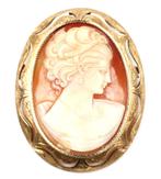 Antiek 14k gouden broche hanger zeldzaam 7,4 cm groot 585, Sieraden, Tassen en Uiterlijk, Antieke sieraden, Ophalen, Goud, Broche