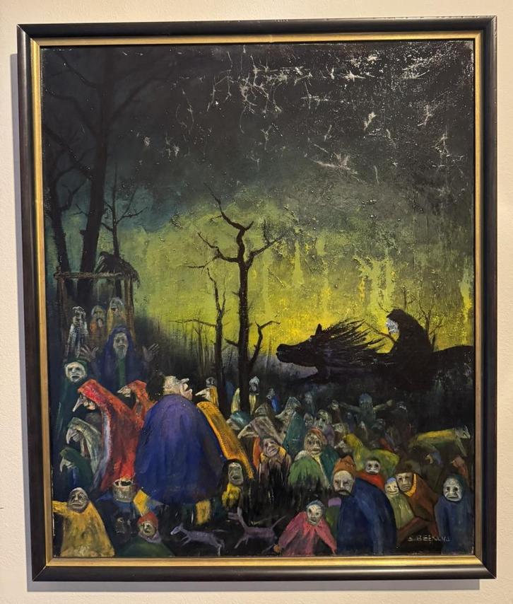 Fraai olieverfschilderij doek van Sylvain Beerens, 63x53 cm, Antiek en Kunst, Kunst | Schilderijen | Klassiek, Ophalen