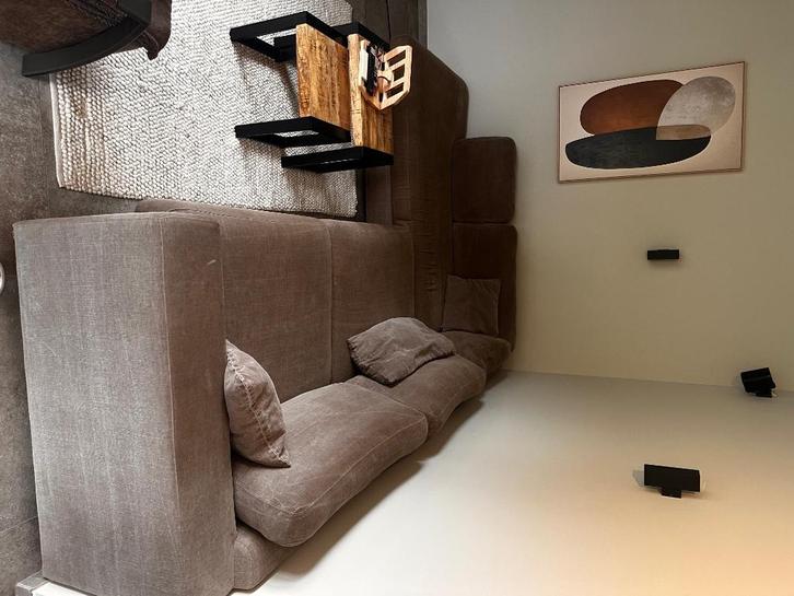 Lounge Bankstel 260/345cm licht olijf groen, Huis en Inrichting, Banken | Bankstellen, Gebruikt, Vierpersoons of meer, 300 cm of meer