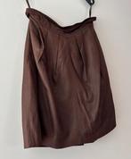 Exclusieve couture rok -34 -antilopen geschuurd leer -choco, Bruin, Nieuw, Ophalen of Verzenden, Maat 34 (XS) of kleiner