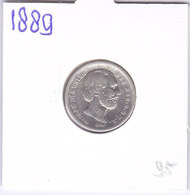 Schaarse 25 cent 1889 Willem 3 voor 95 euro. **, Postzegels en Munten, Munten | Nederland, Losse munt, 25 cent, Koning Willem III