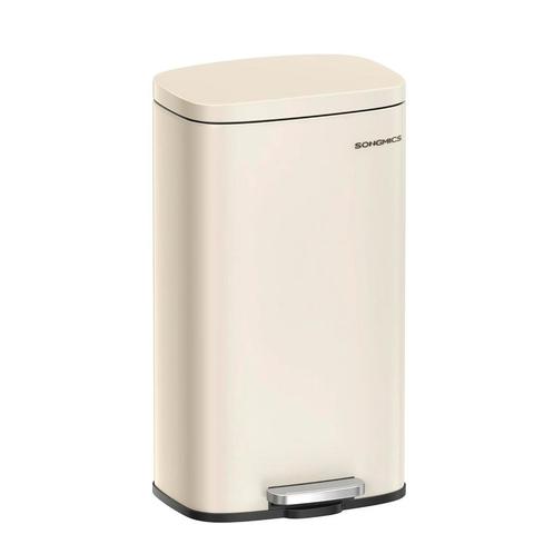 SONGMICS Pedaalemmer - 30L - Zand-beige, Huis en Inrichting, Woonaccessoires | Prullenbakken, Nieuw, Metaal, 75 cm of meer, 30 tot 40 liter