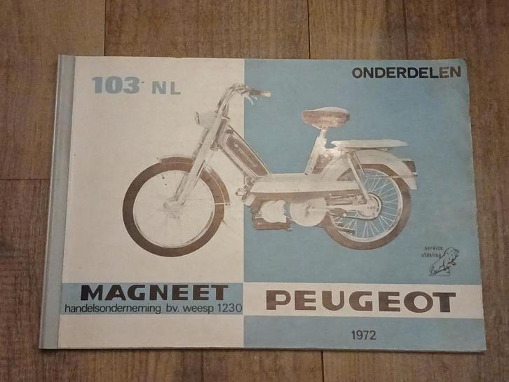 Peugeot onderdelenboekje NL 1972 type 103, S, LS, VS, LVS, T, Fietsen en Brommers, Handleidingen en Instructieboekjes, Zo goed als nieuw