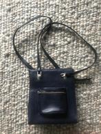 Trending leuke blauwe vintage / retro schoudertas leer, Verzenden, Gebruikt, Blauw, Handtas