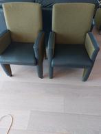 6 verrijdbare eetkamerstoelen met armleuningen, leer/stof, Huis en Inrichting, Stoelen, Gebruikt, Overige kleuren, Vijf, Zes of meer stoelen