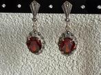 M179/Vintage Zilveren GRANAAT-Marcasiet oorbellen, Sieraden, Tassen en Uiterlijk, Oorbellen, Gebruikt, Verzenden, X, Rood