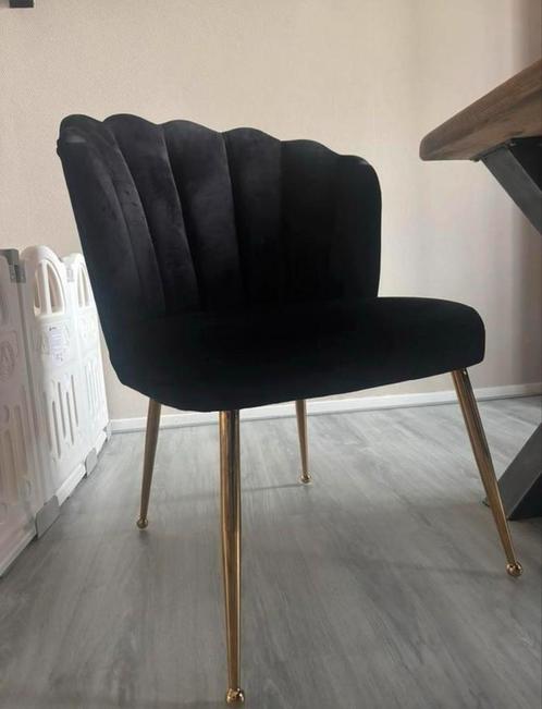 6 stuks hele mooie velvet zwarte schelp eetkamerstoelen, Huis en Inrichting, Stoelen, Gebruikt, Vijf, Zes of meer stoelen, Stof