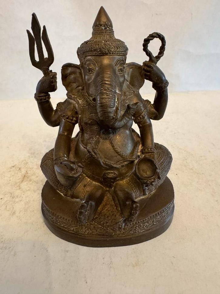 Bronzen Ganesha Beeld - Hindoe God van Wijsheid en Succes, Huis en Inrichting, Woonaccessoires | Boeddhabeelden, Zo goed als nieuw