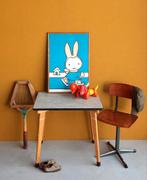 Vintage school tafeltje met linoleum blad, bureautje, Gebruikt, Vintage, Ophalen of Verzenden, Bureau