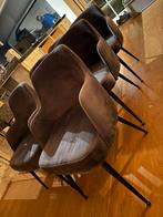 6 grijze velvet eetkamerstoelen, Ophalen, Zo goed als nieuw, Grijs, Stof