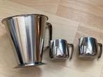RVS Kannen Maatbeker 1 grotere (1/2 li) 2 kleintjes melkkan, Ophalen of Verzenden, Nieuw