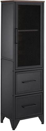Locker kast - Smal ontwerp - MDF en staal - Bruin met zwart, Ophalen, Info@trend24.nl, Zo goed als nieuw, Industrieweg Oost 5, b9, 6662 NE Elst