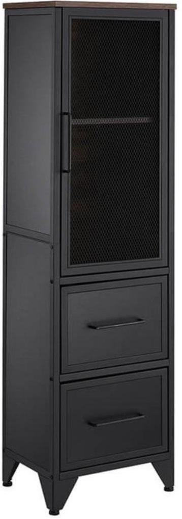 Locker kast - Smal ontwerp - MDF en staal - Bruin met zwart beschikbaar voor biedingen