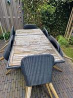 Tuintafel inclusief 6 stoelen en kussens, Ophalen, Gebruikt