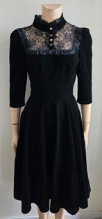 zwarte fluwelen retro vintage jurk HEARTS & ROSES maat S, Kleding | Dames, Ophalen of Verzenden, Maat 36 (S), Nieuw, HEARTS & ROSES