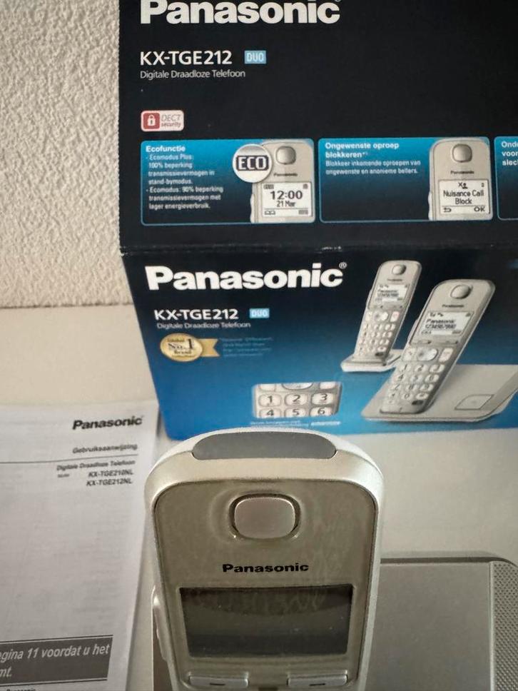 Panasonic KX-TGE212 Duo Dect Telefoon Champagne, Telecommunicatie, Vaste telefoons | Handsets en Draadloos, Zo goed als nieuw