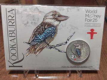 2025 1 oz Coloured Kookaburra World Money Fair Edition  beschikbaar voor biedingen