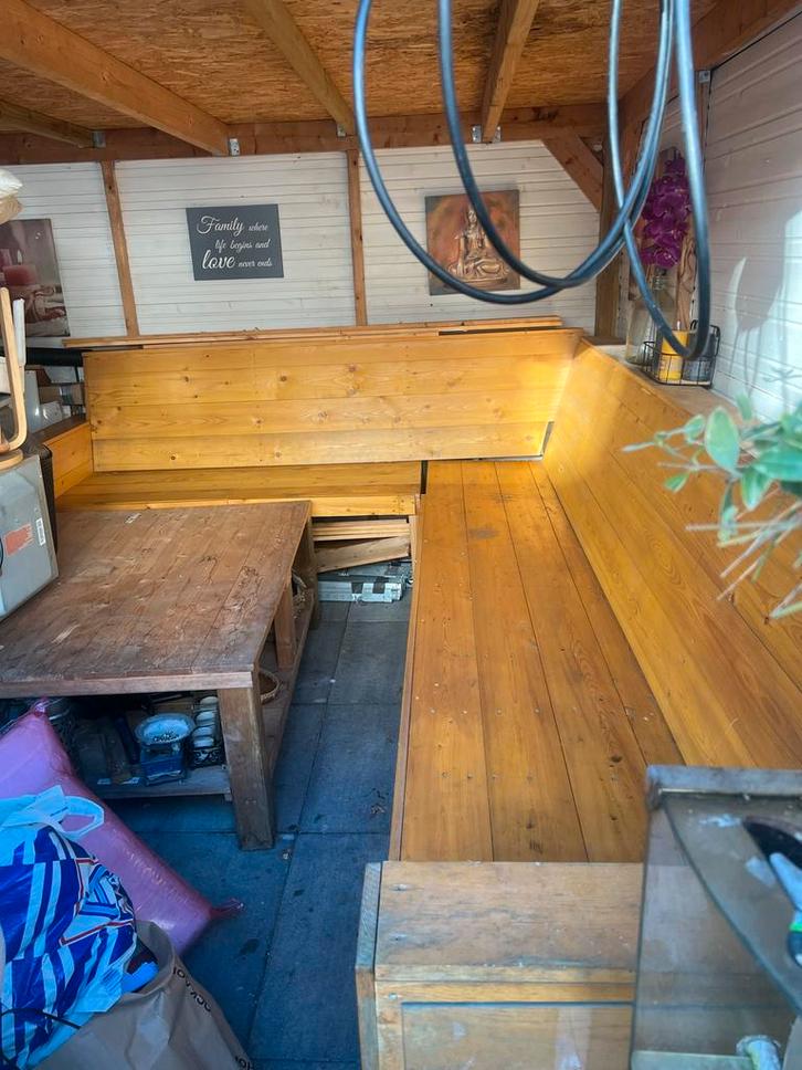 Tuinbank - Zelfgemaakt met kussen, Antiek en Kunst, Antiek | Meubels | Stoelen en Banken, Ophalen of Verzenden