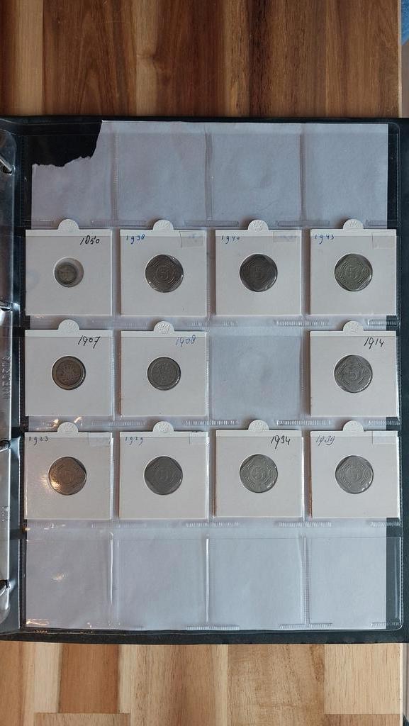 Album Nederlandse Munten 1877-1948 (Geen Zilver), Setje, Geboorte of Huwelijk, Koningin Wilhelmina, Overige waardes