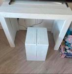 Wit houten bureau met krukje, Gebruikt, Ophalen