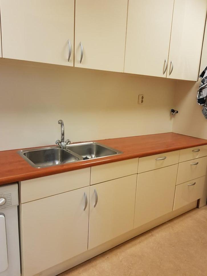 Keuken, Huis en Inrichting, Keuken | Complete keukens, Zo goed als nieuw, Enkelwandige keuken, Crème, Hout, Hoogglans of Gelakt