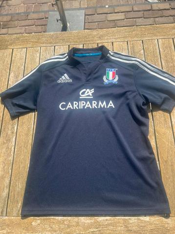 Italië rugbyshirt (blauw, met cariparma sponsor, Adidas) beschikbaar voor biedingen