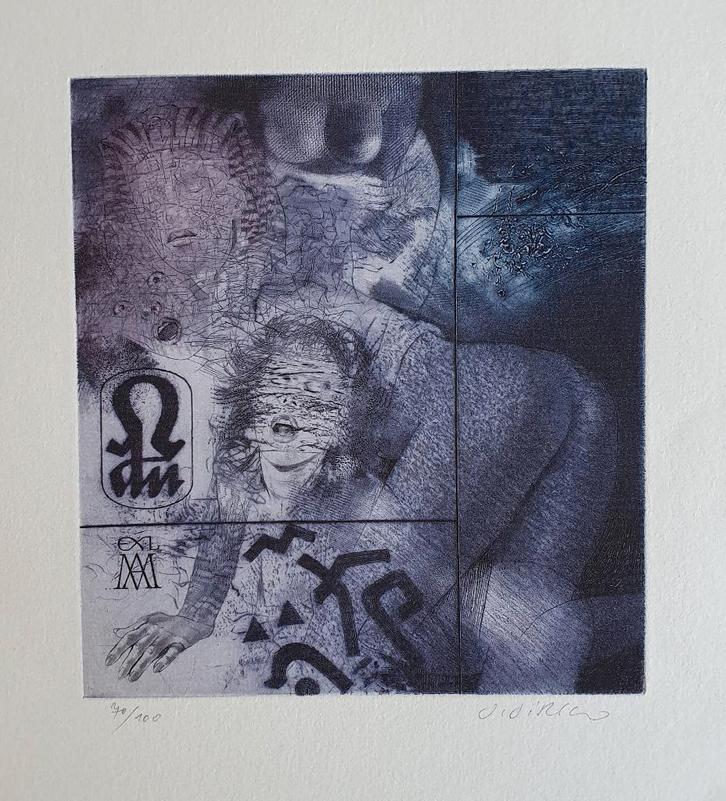 Exlibris J. Jirka, wazige gezichten o.a. Toetanchamon, Antiek en Kunst, Kunst | Etsen en Gravures, Verzenden