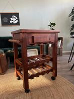 Houten Keukentrolley / Wijnrek - Butler, Gebruikt, 5 tot 15 flessen, Ophalen of Verzenden, 75 cm of meer