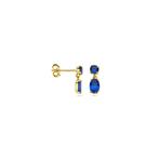 Gouden oorsteker hangertjes met blauwe zirkonia - 14 karaats, Hangers, Met strass, Blauw, Nieuw