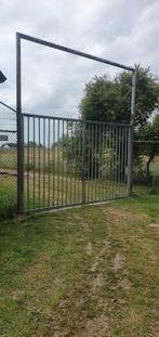 Inrijpoort hekwerk heras staal 4m breed, Ophalen, Gebruikt, 150 tot 200 cm, 200 cm of meer