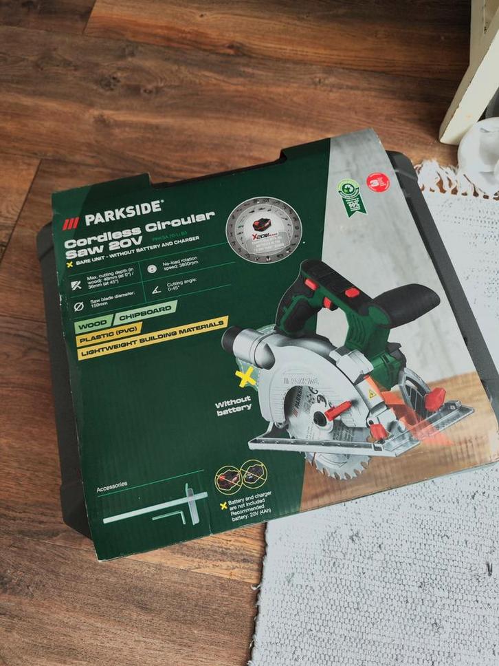 Parkside Accu Cirkelzaag 20V - Nieuw met koffer!, Doe-het-zelf en Verbouw, Gereedschap | Zaagmachines, Nieuw, Cirkelzaag, Minder dan 600 watt