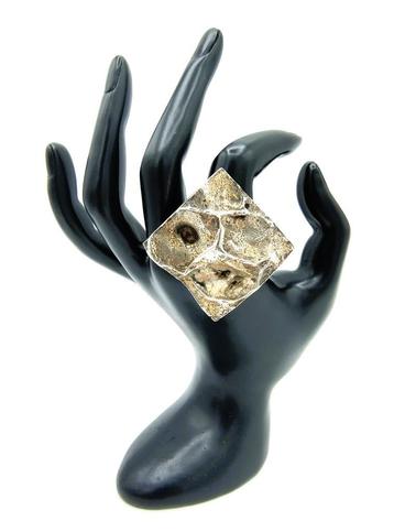 Zware zilveren designring met fantasiemotief, 925, 19 mm beschikbaar voor biedingen