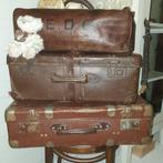 Antieke, brocante leren koffers, Antiek en Kunst, Curiosa en Brocante, Ophalen