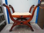 Antieke Franse kruk, Empire Stijl Mahoniehouten Tabouret, Ophalen