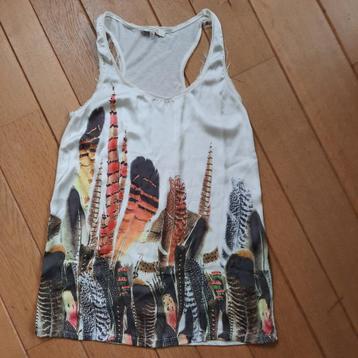 Bershka top off white met veren en strass maat M beschikbaar voor biedingen