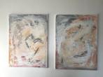 Japandi abstracte 2 luik schilderijen 58x78, Antiek en Kunst, Kunst | Schilderijen | Abstract, Ophalen of Verzenden