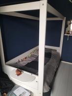 Wit eenpersoons hemelbed met bedlade van Lifetime., Huis en Inrichting, Slaapkamer | Bedden, Ophalen, Eenpersoons, Wit, 200 cm