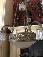 Franse kroonluchter / hanglamp messing Art deco Lalique lamp