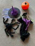 Halloween Versiering Set spin heks pompoen, Ophalen of Verzenden, Gebruikt, Versiering, Halloween of Griezel