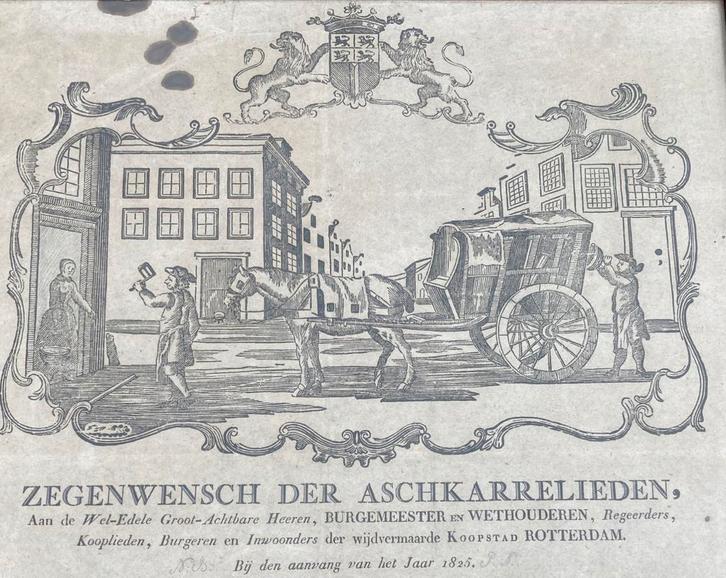 Rotterdamse nieuwjaarswens uit 1825, Antiek en Kunst, Curiosa en Brocante, Ophalen of Verzenden
